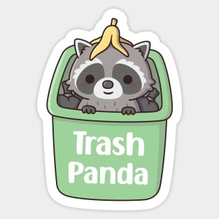 Cute Raccoon With Banana Peel Inside Garbage Bin Sticker